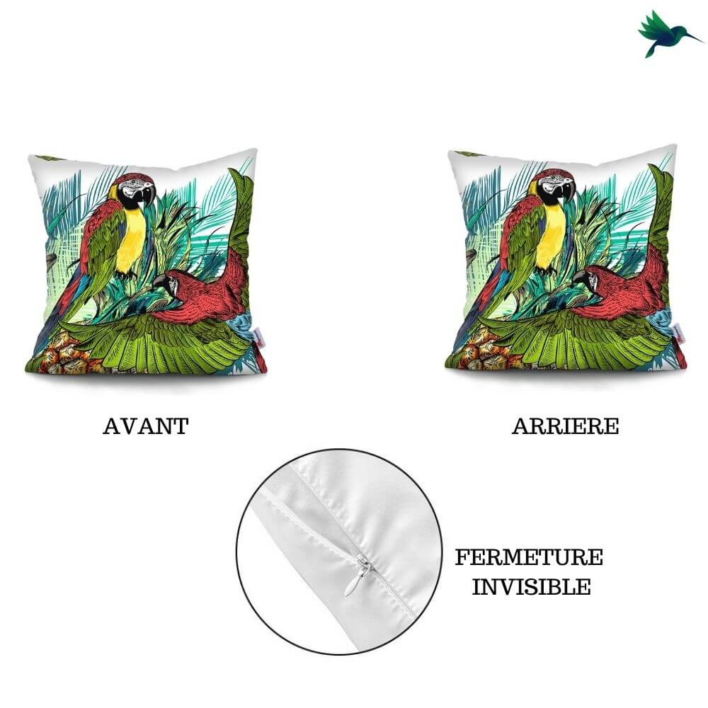 Coussin Jungle Perroquet Déco-exotique.fr