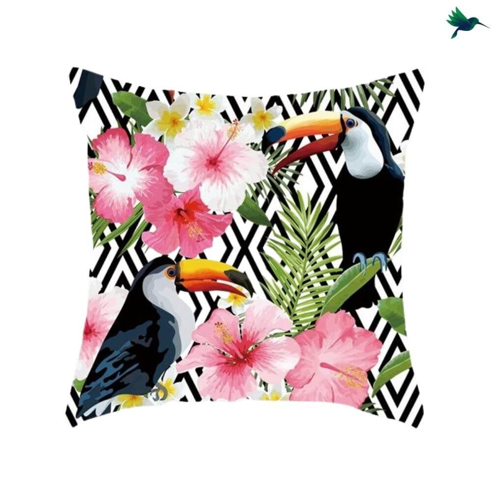 Coussin Toucan - Housse de Coussin toucan - Déco-exotique.fr