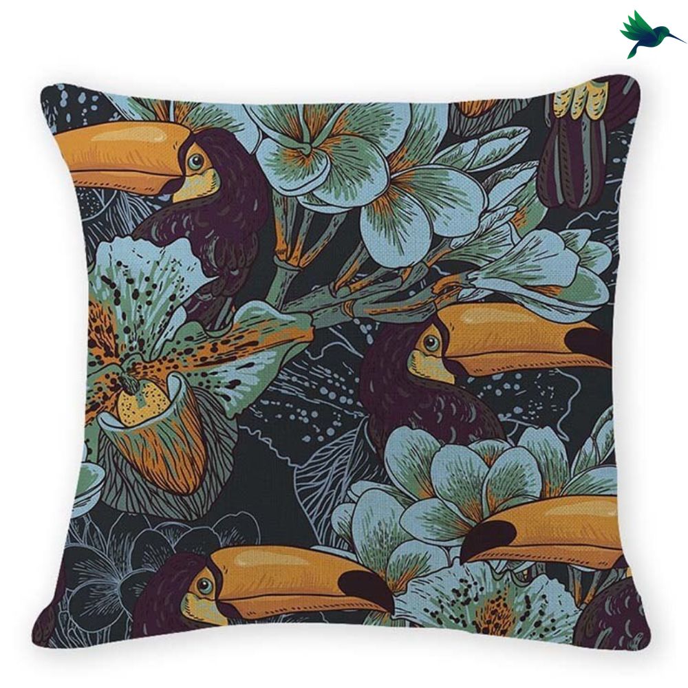 Coussin Jungle Toucan Déco-exotique.fr