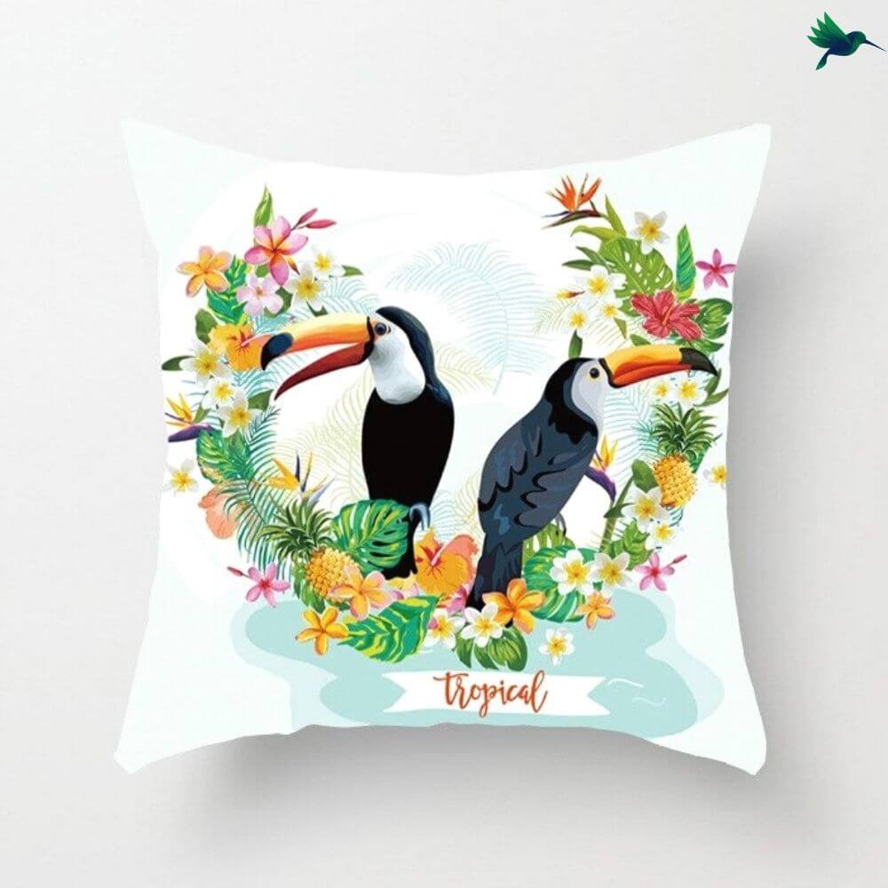 Coussin Toucan - Housse de Coussin toucan - Déco-exotique.fr