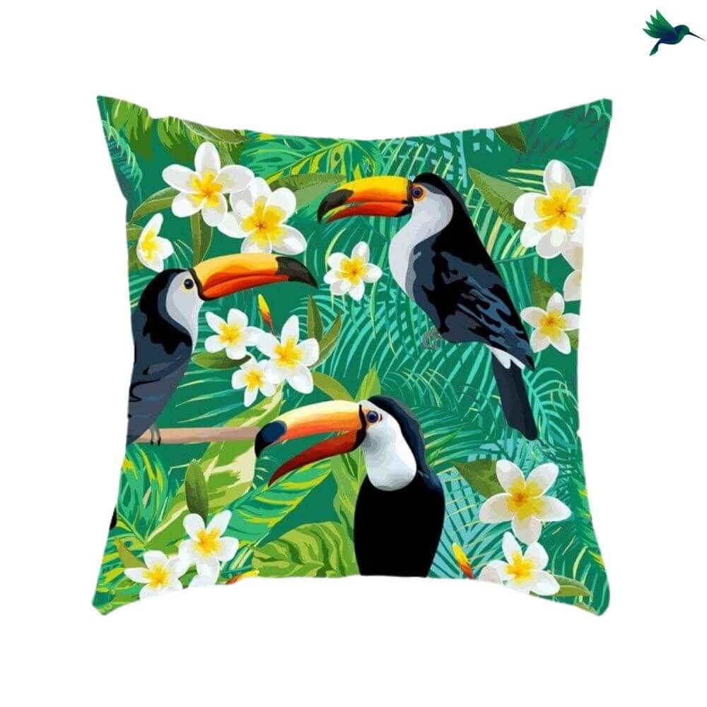 Coussin Toucan - Housse de Coussin toucan - Déco-exotique.fr