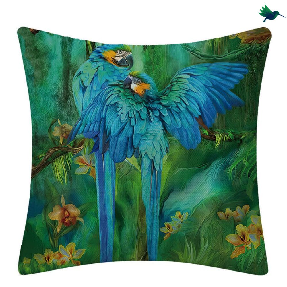 Coussin Jungle aux Oiseaux Déco-exotique.fr