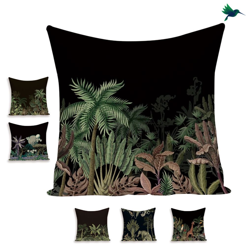 Coussin Jungle noir Déco-exotique.fr