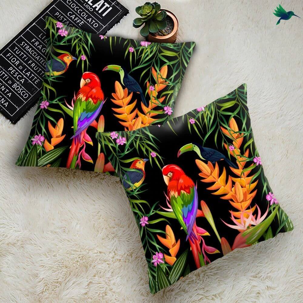 Coussin Oiseaux Exotiques Déco-exotique.fr