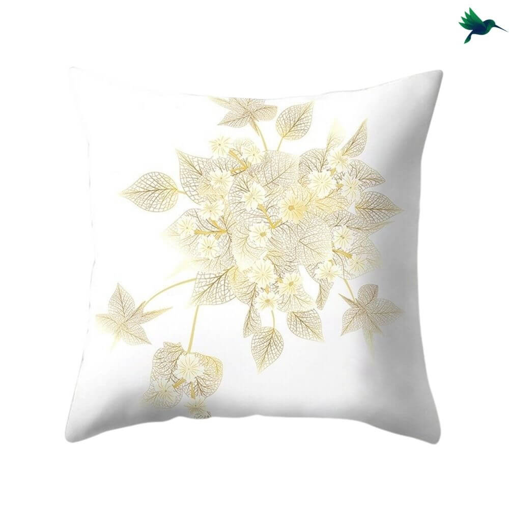 Coussin Tropical "Blanc et Or" - Déco-exotique.fr