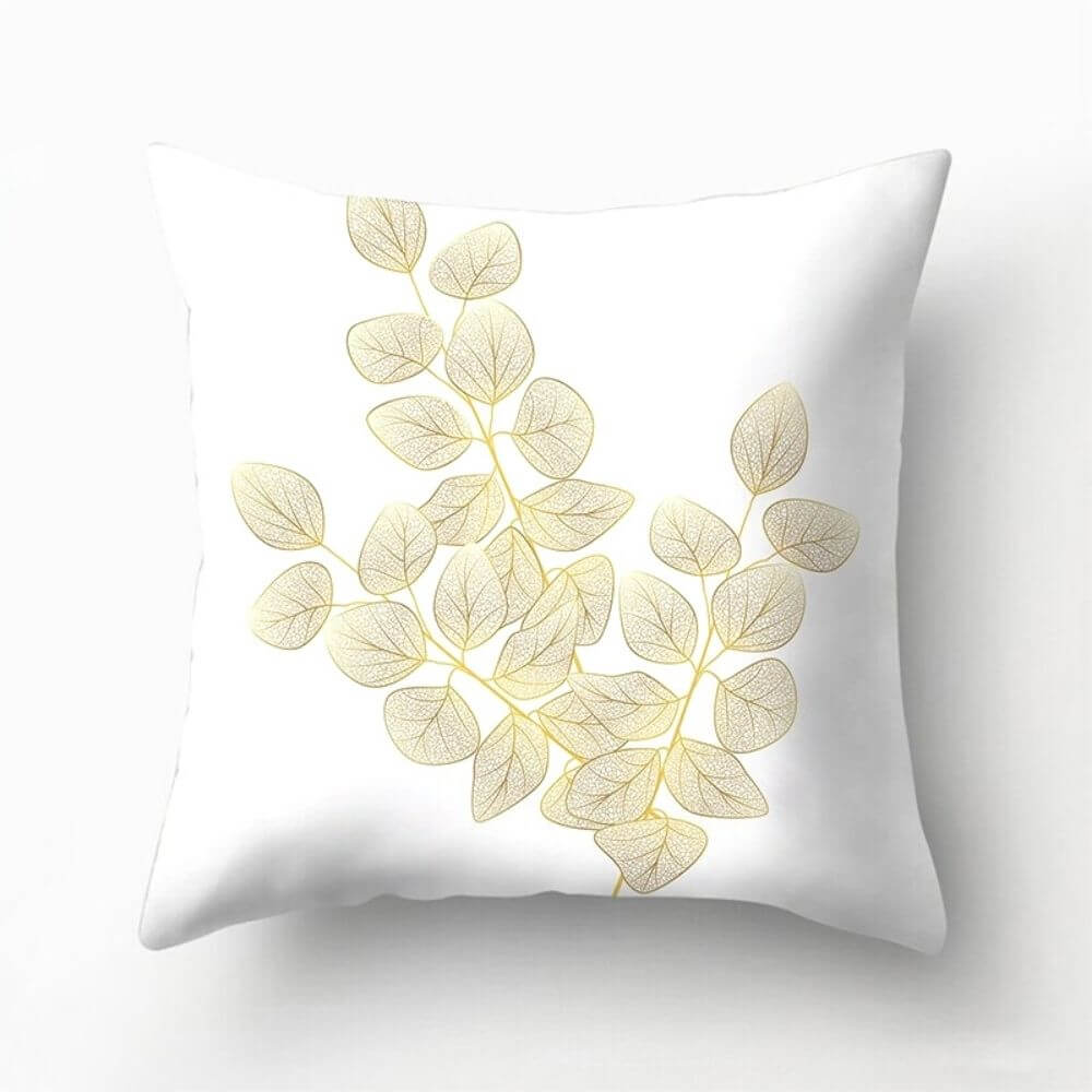 Coussin Tropical Blanc et Or