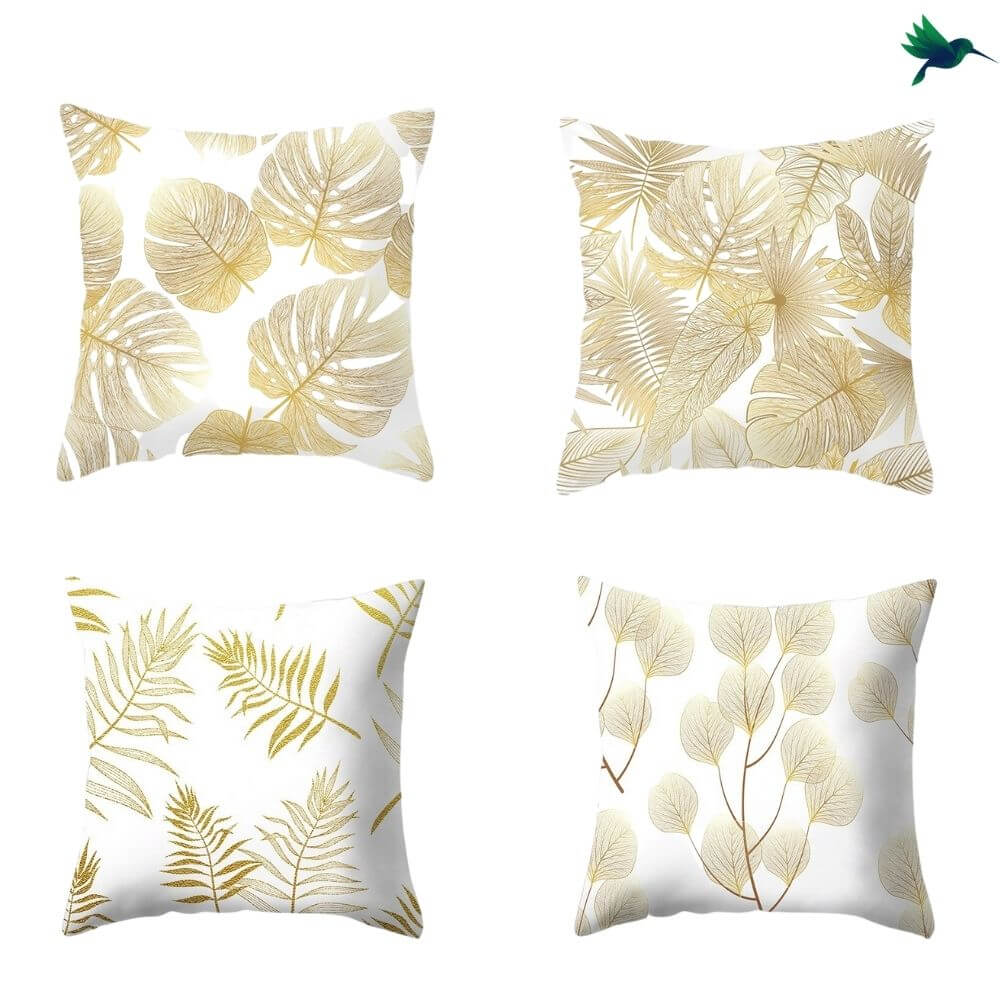 Coussin Tropical "Blanc et Or" - Déco-exotique.fr