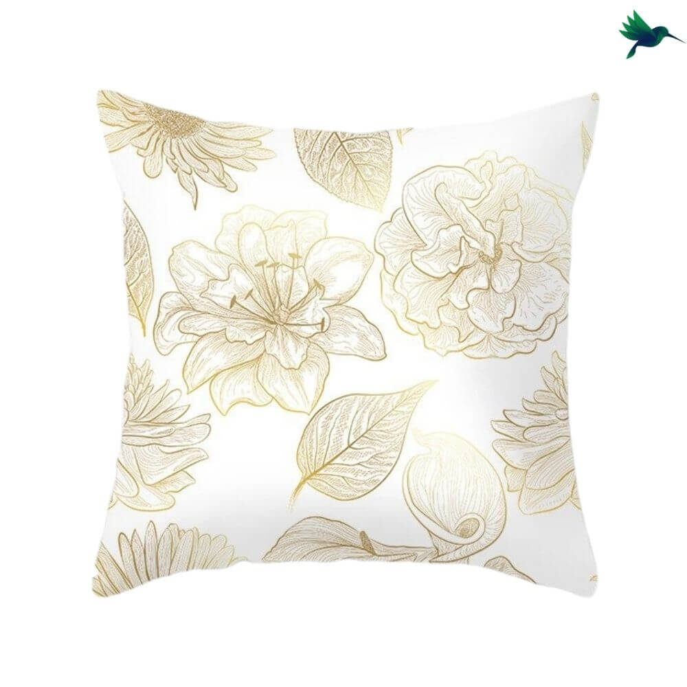 Coussin Tropical "Blanc et Or" - Déco-exotique.fr