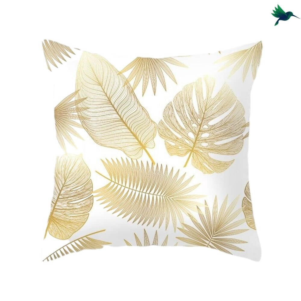 Coussin Tropical "Blanc et Or" - Déco-exotique.fr