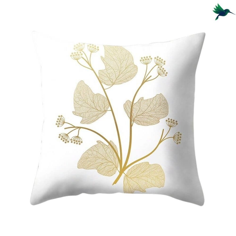 Coussin Tropical "Blanc et Or" - Déco-exotique.fr