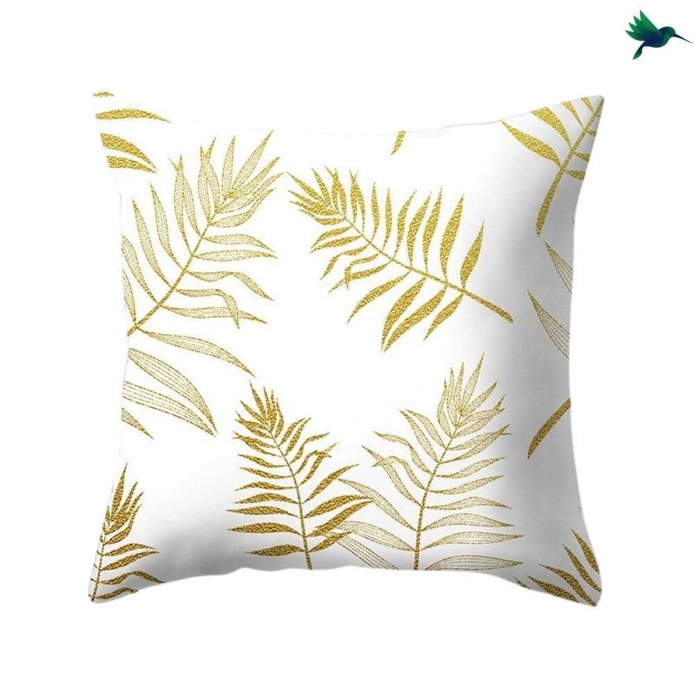 Coussin Tropical "Blanc et Or" - Déco-exotique.fr