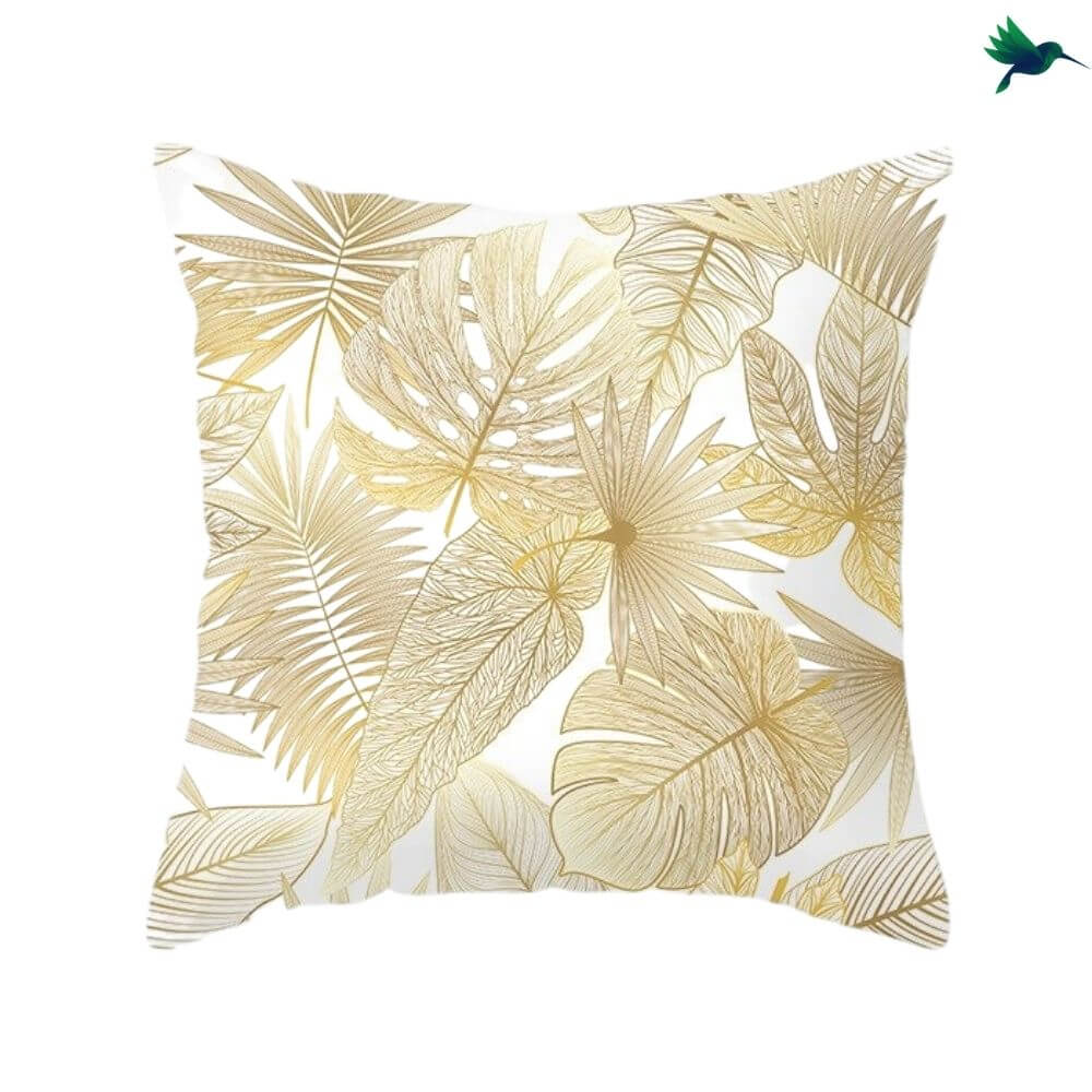 Coussin Tropical "Blanc et Or" - Déco-exotique.fr