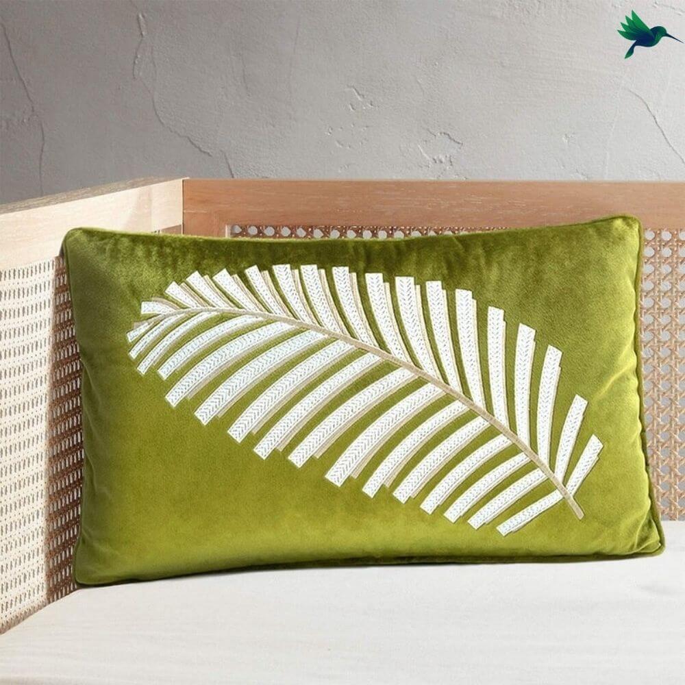 Coussin Tropical Grande Feuille - Déco-exotique.fr