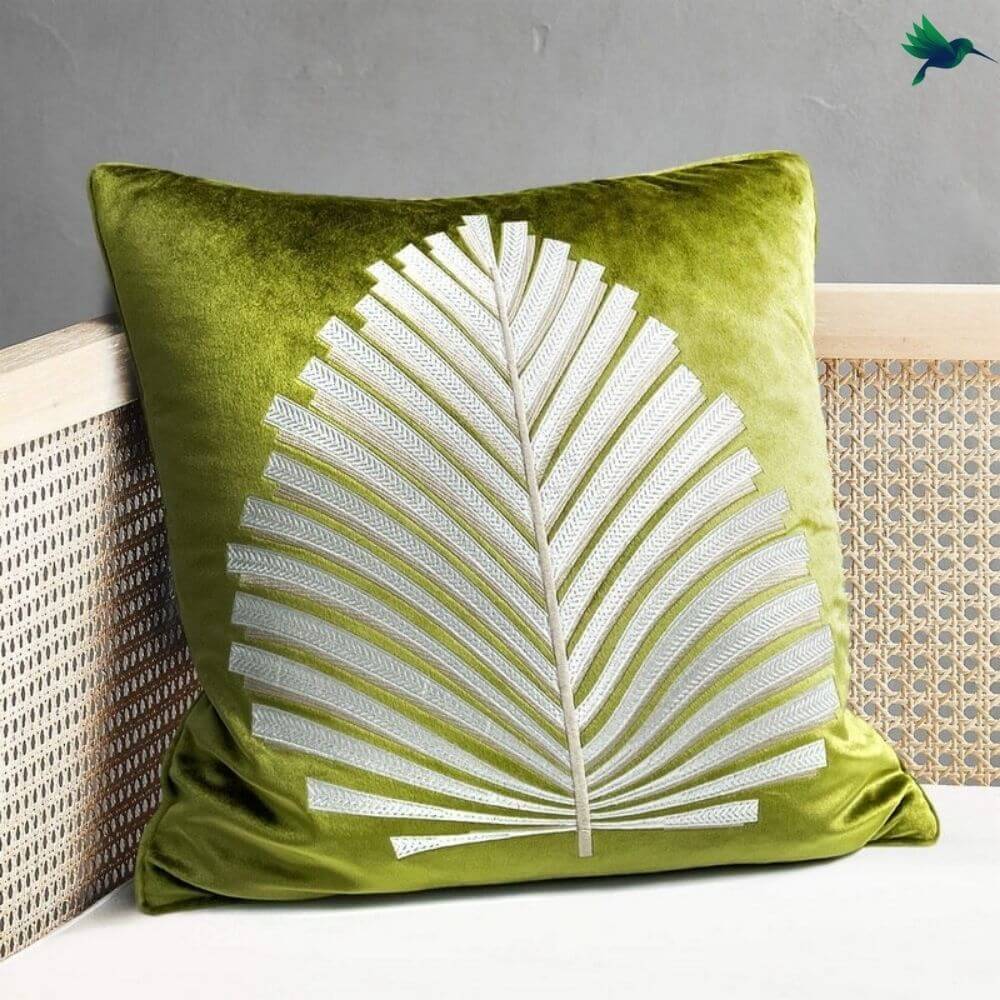 Coussin Tropical Grande Feuille - Déco-exotique.fr