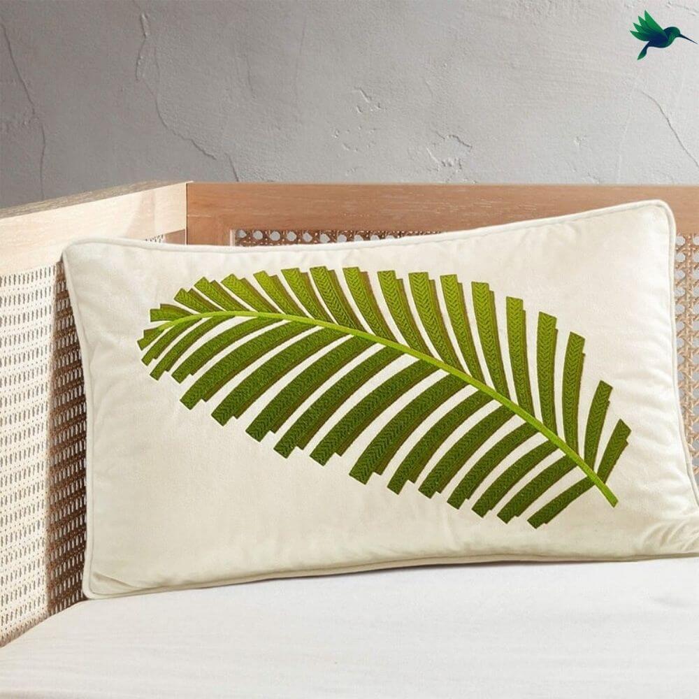 Coussin Tropical Grande Feuille - Déco-exotique.fr