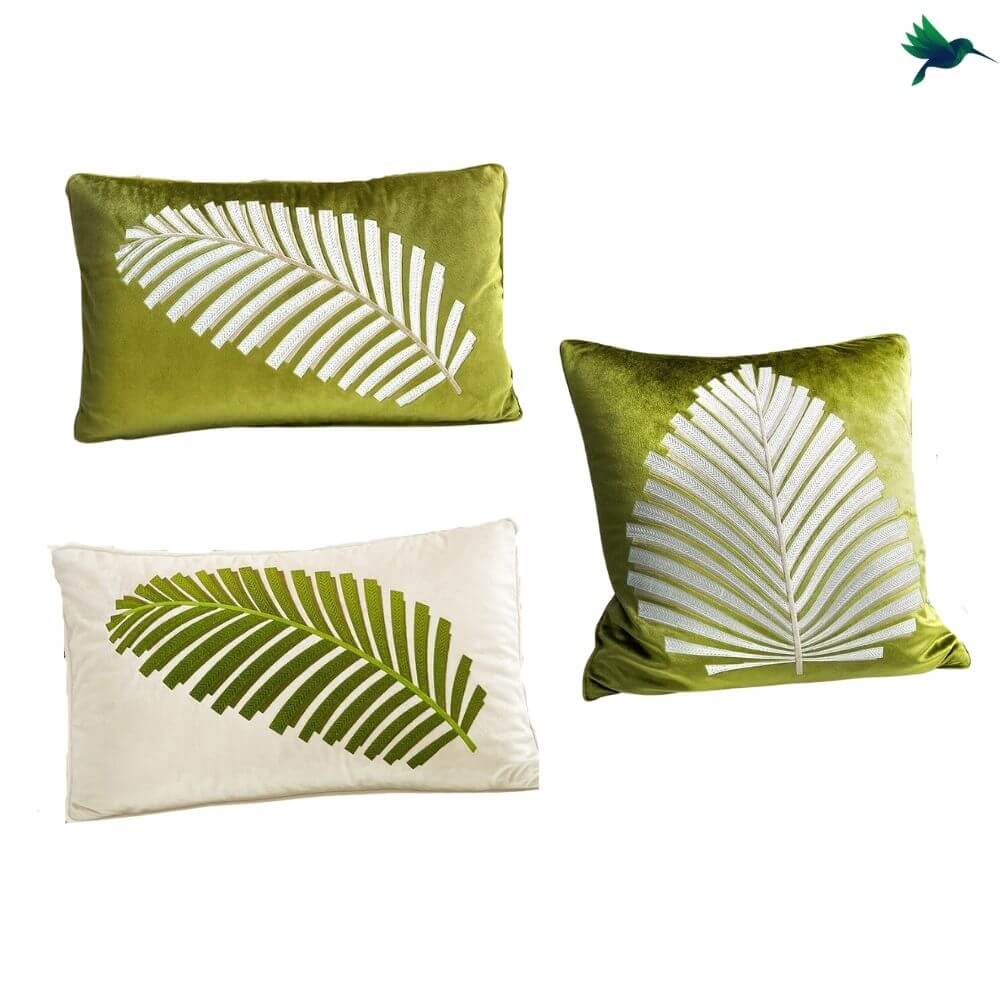 Coussin Tropical Grande Feuille - Déco-exotique.fr