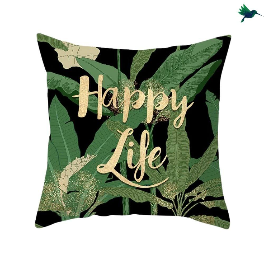 Coussin Tropical "Happy Life" - Déco-exotique.fr