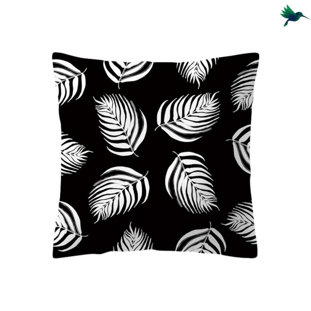 Coussin Tropical Noir et Blanc - Déco-exotique.fr