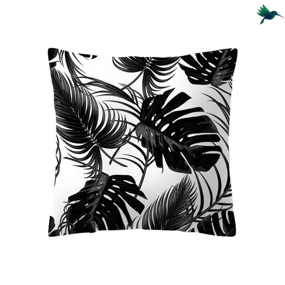 Coussin Tropical Noir et Blanc - Déco-exotique.fr