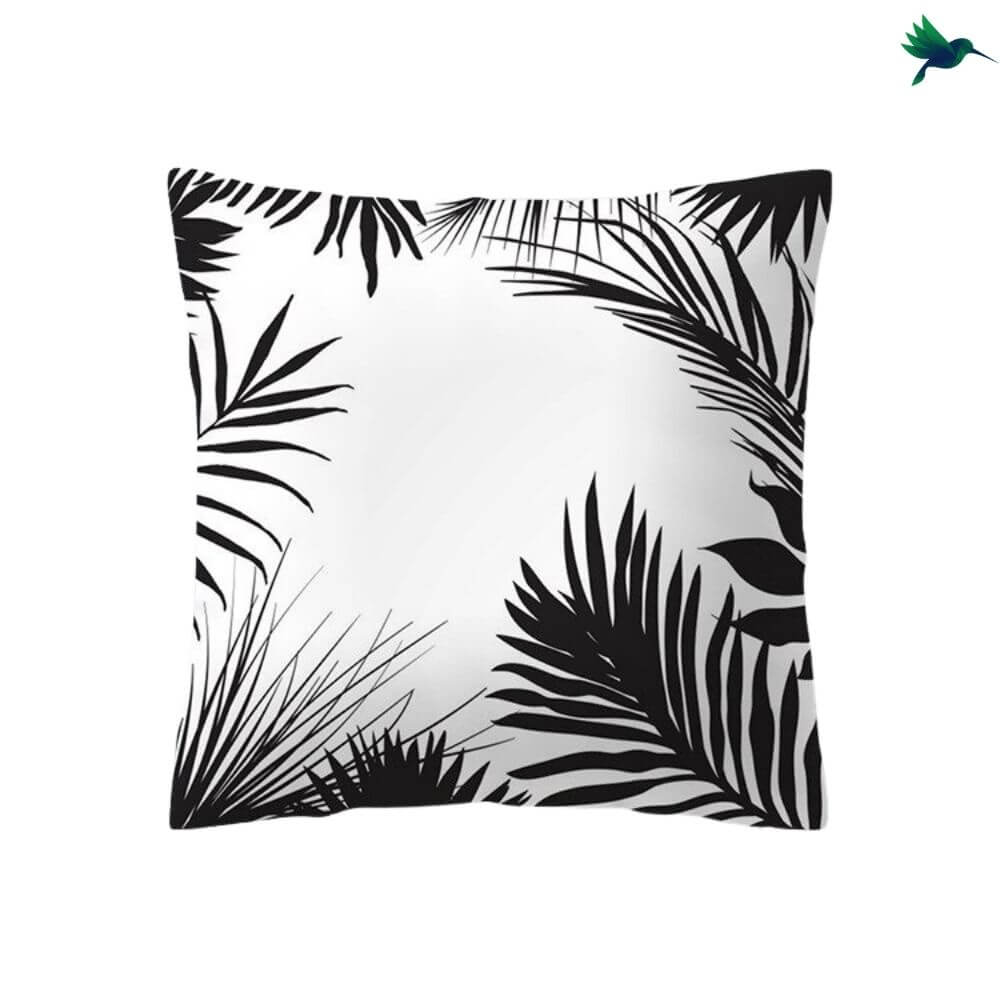 Coussin Tropical Noir et Blanc - Déco-exotique.fr