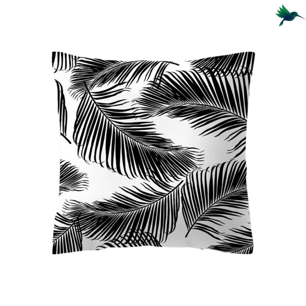 Coussin Tropical Noir et Blanc - Déco-exotique.fr