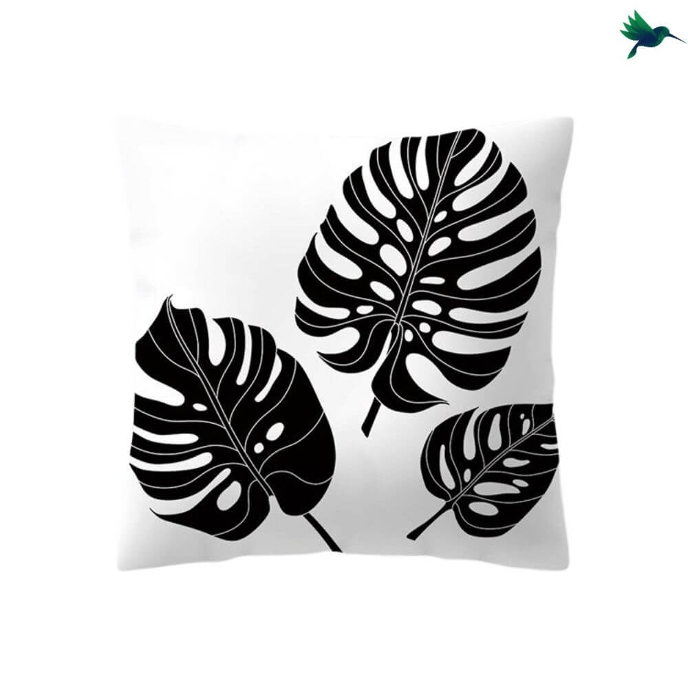 Coussin Tropical Noir et Blanc - Déco-exotique.fr