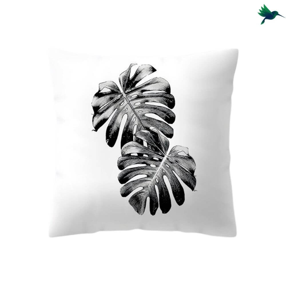 Coussin Tropical Noir et Blanc - Déco-exotique.fr