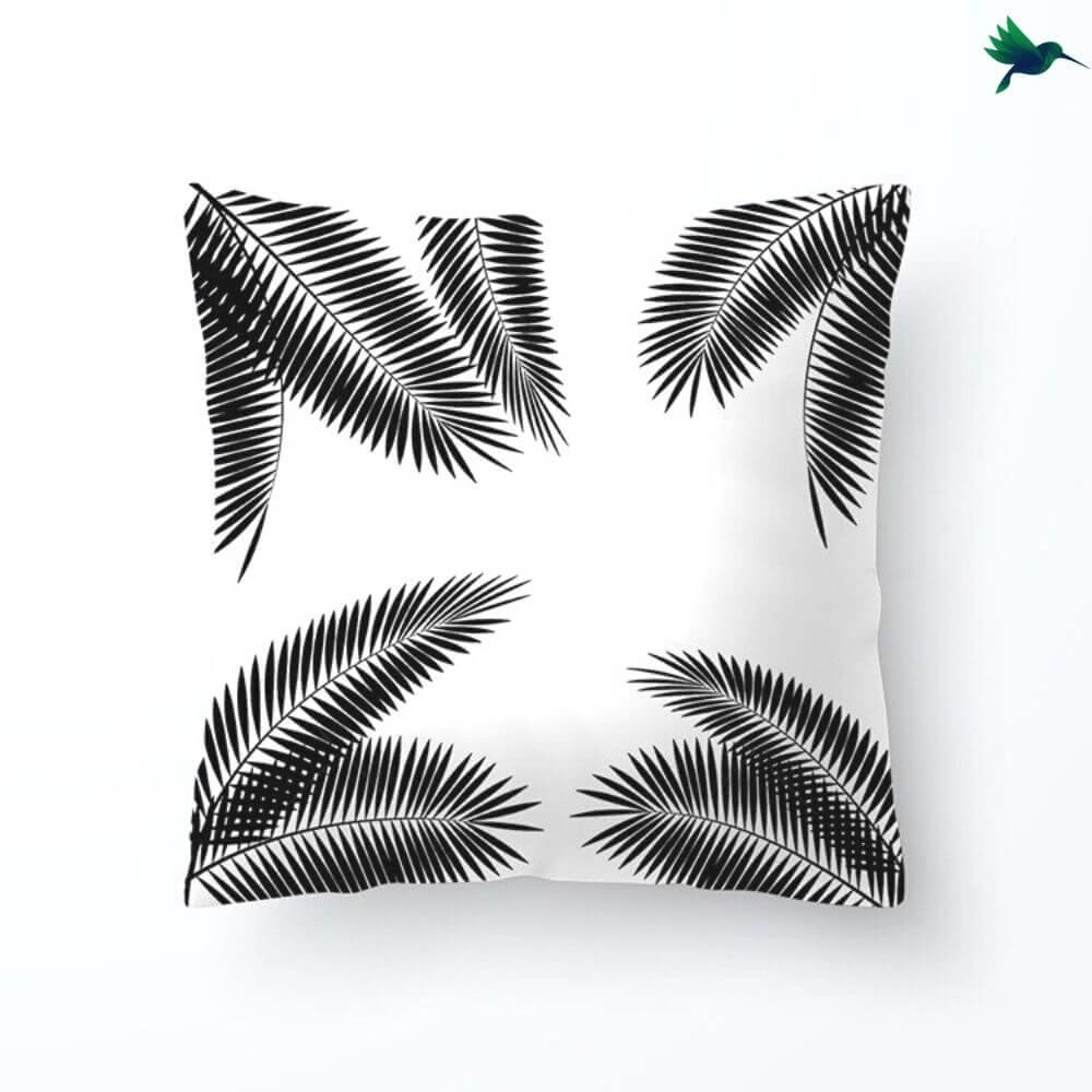 Coussin Tropical Noir et Blanc - Déco-exotique.fr