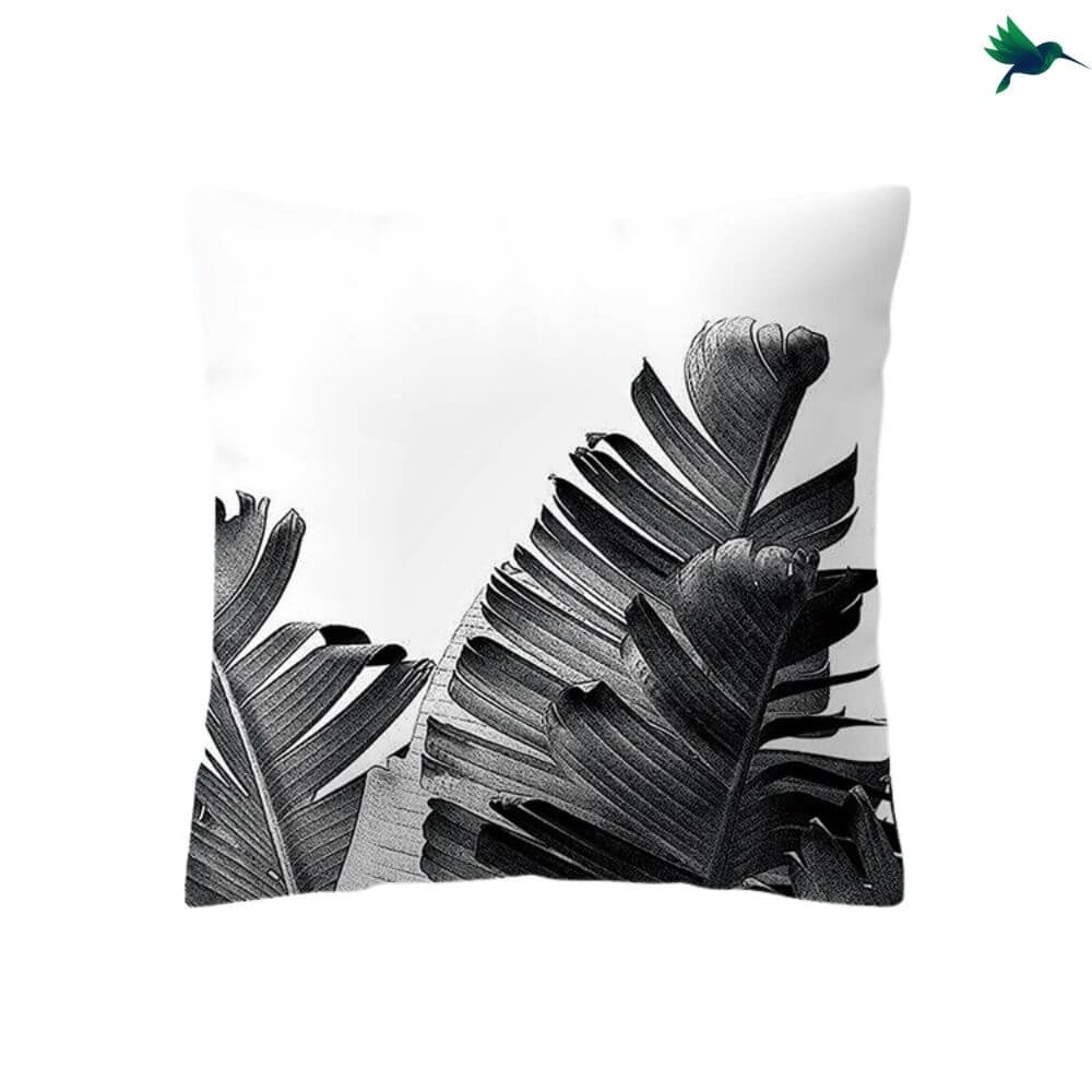 Coussin Tropical Noir et Blanc - Déco-exotique.fr