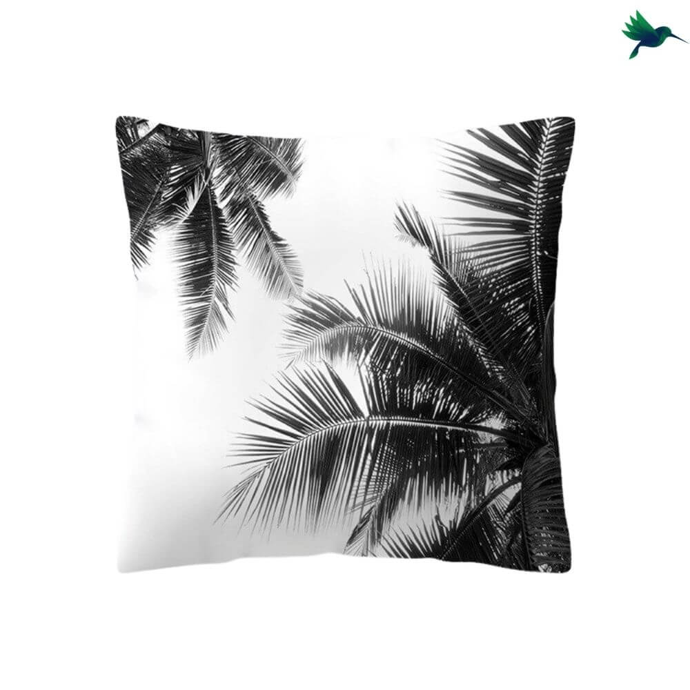 Coussin Tropical Noir et Blanc - Déco-exotique.fr