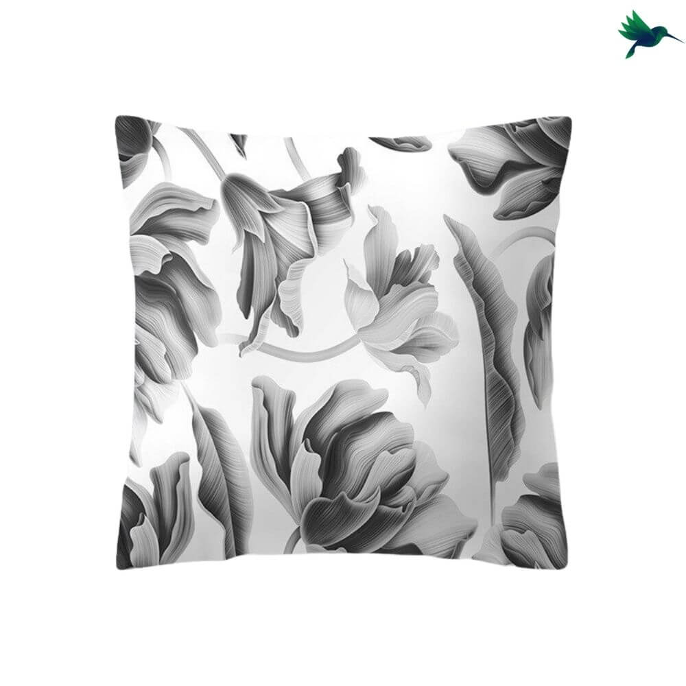 Coussin Tropical Noir et Blanc - Déco-exotique.fr