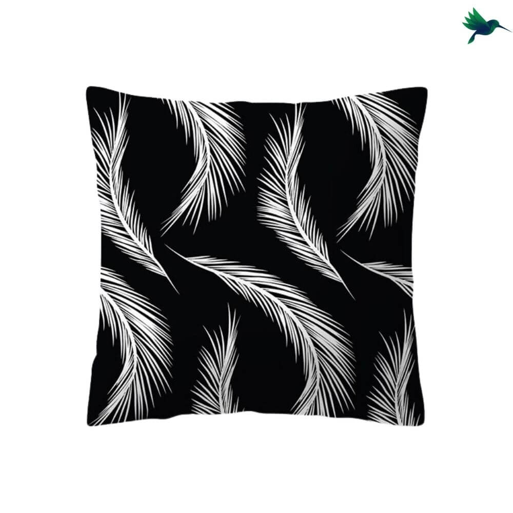 Coussin Tropical Noir et Blanc - Déco-exotique.fr