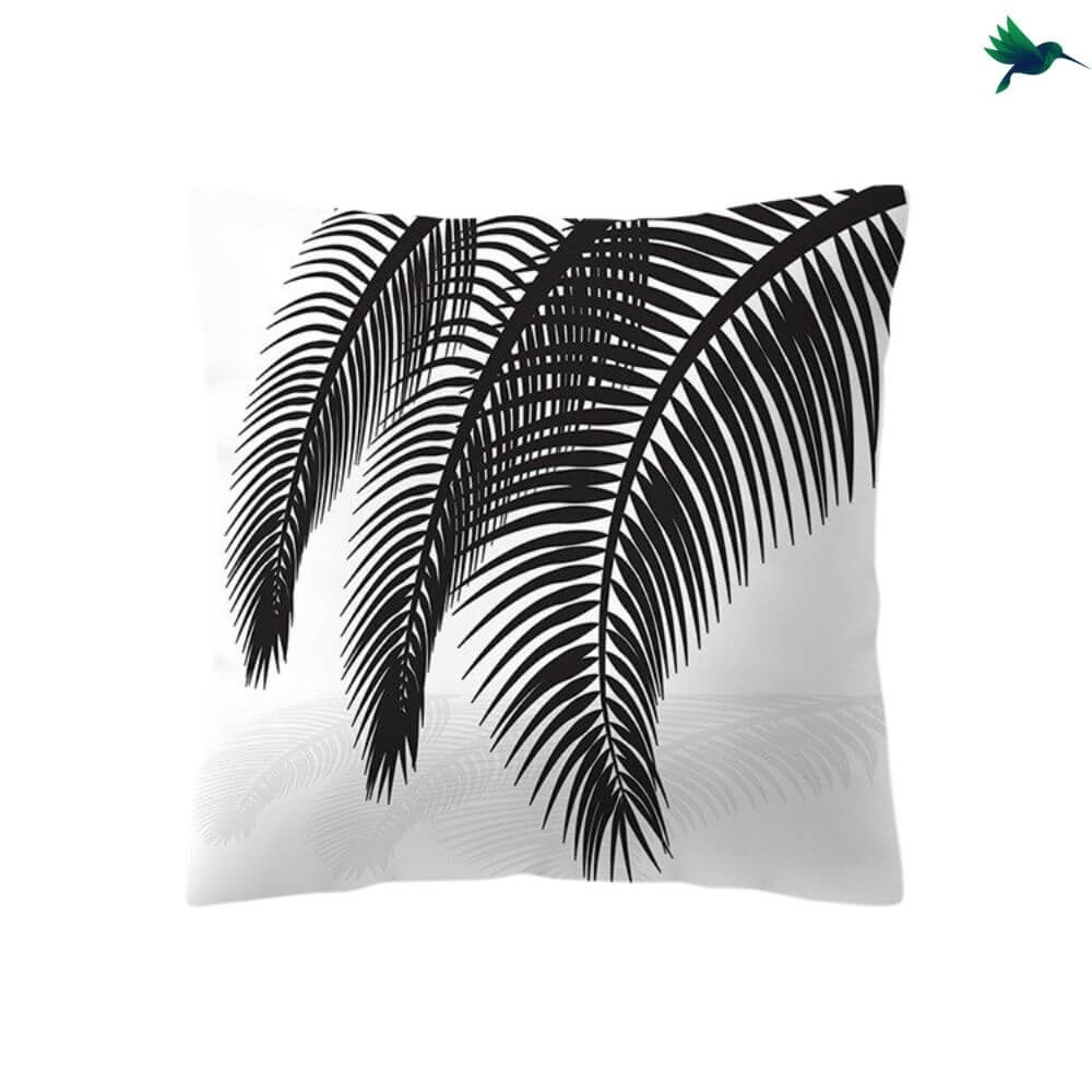 Coussin Tropical Noir et Blanc - Déco-exotique.fr