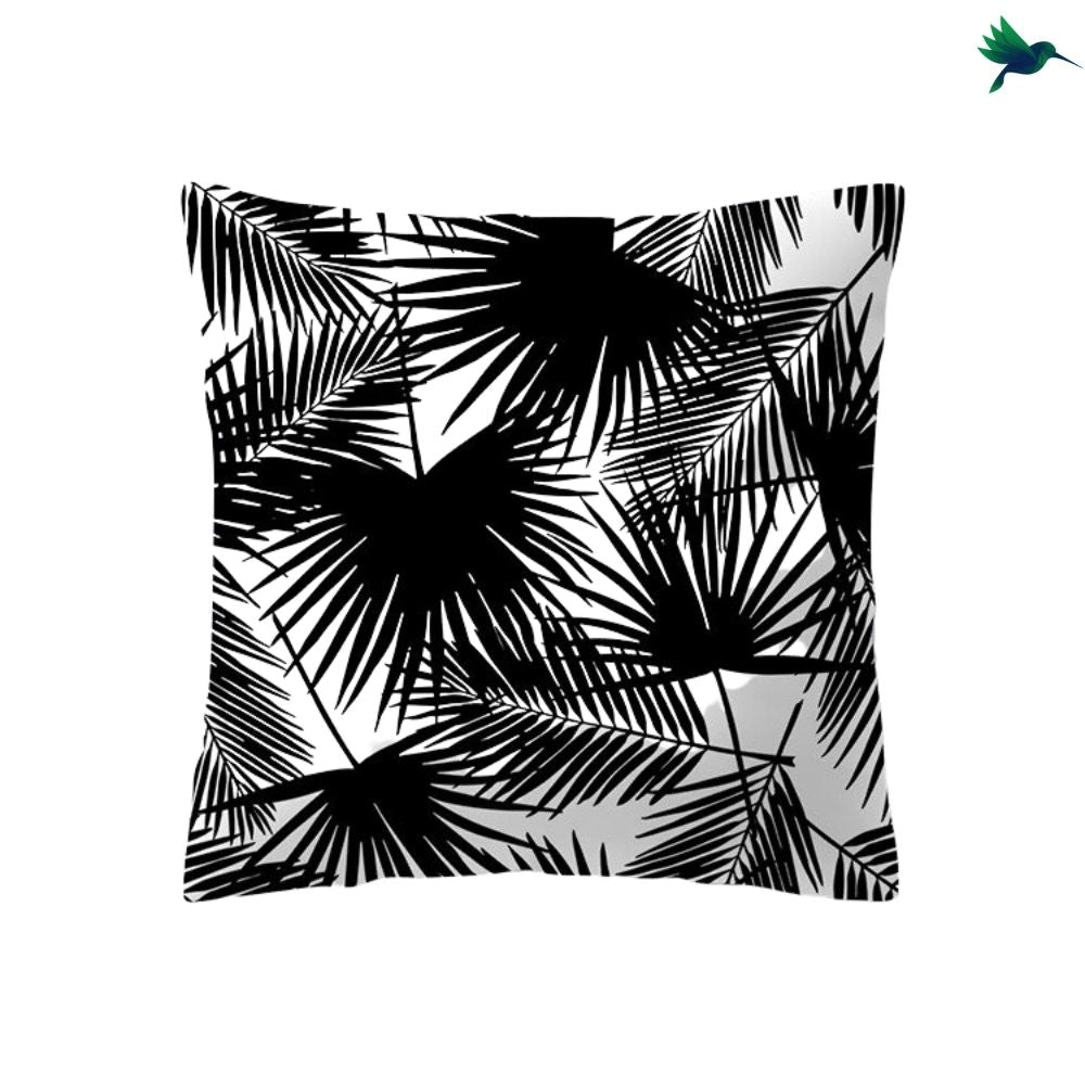 Coussin Tropical Noir et Blanc - Déco-exotique.fr