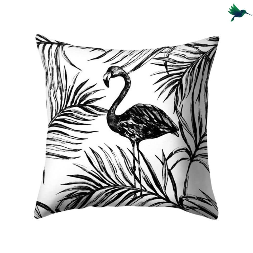 Coussin Tropical Noir et Blanc - Déco-exotique.fr