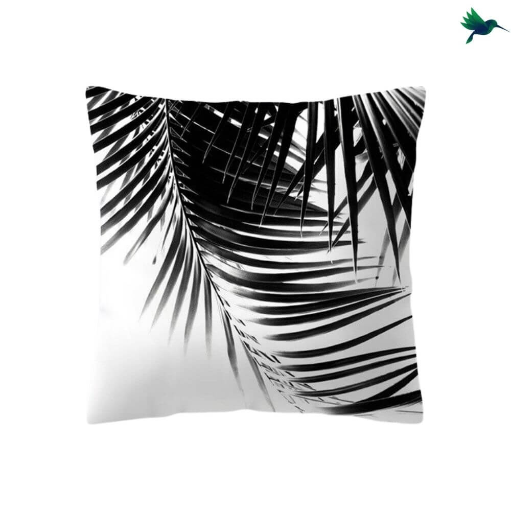 Coussin Tropical Noir et Blanc - Déco-exotique.fr