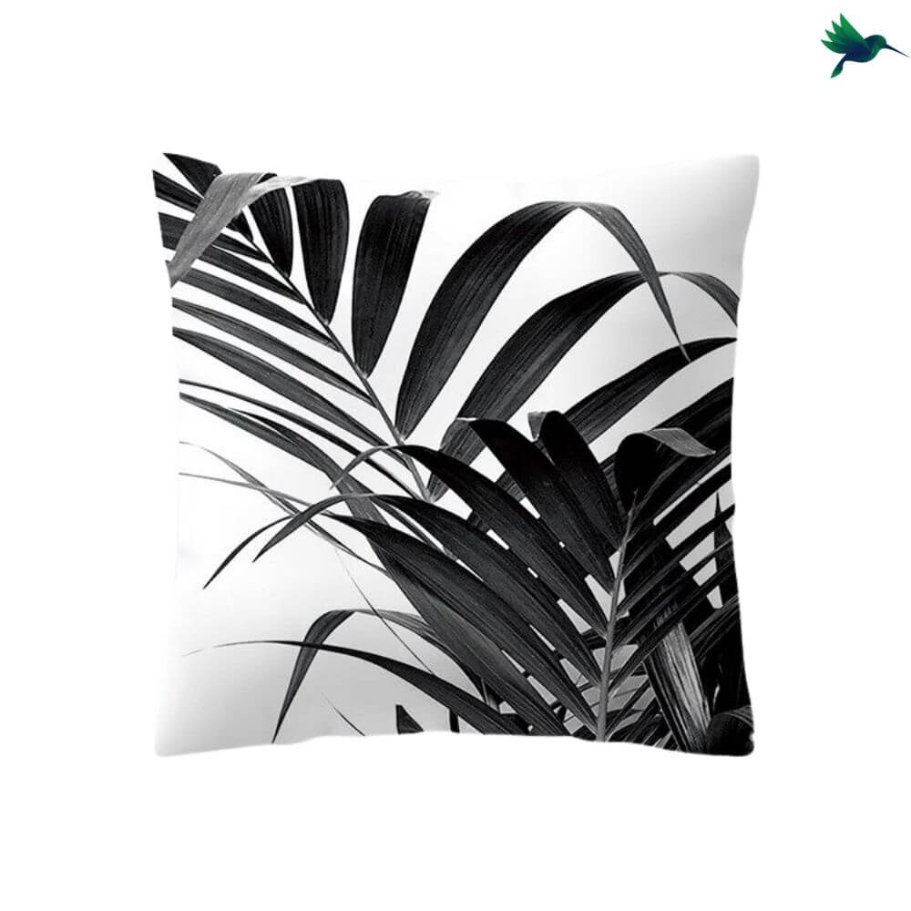 Coussin Tropical Noir et Blanc - Déco-exotique.fr