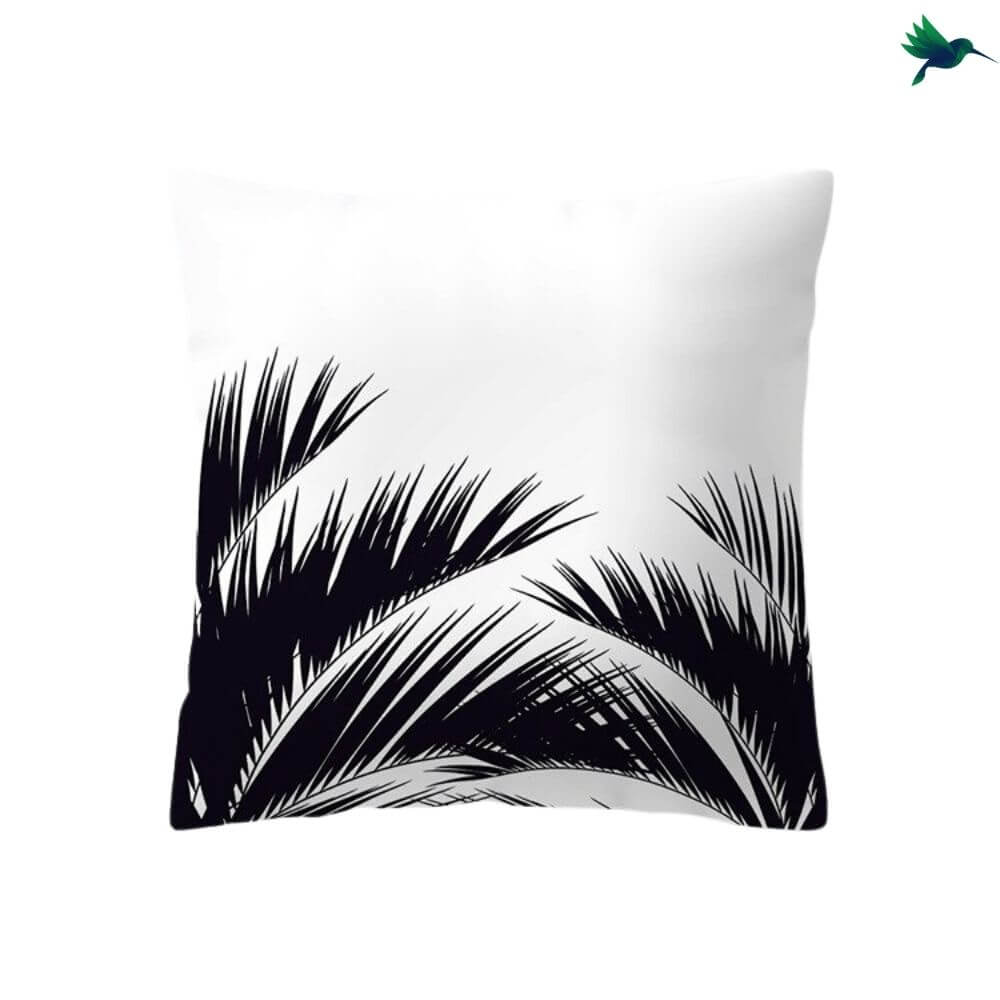 Coussin Tropical Noir et Blanc - Déco-exotique.fr