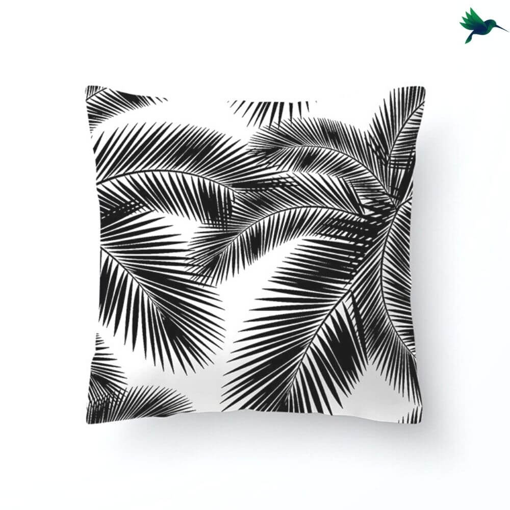 Coussin Tropical Noir et Blanc - Déco-exotique.fr