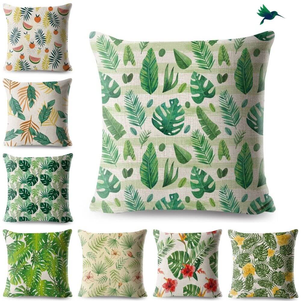 Coussin imprimé Feuillage Déco-exotique.fr