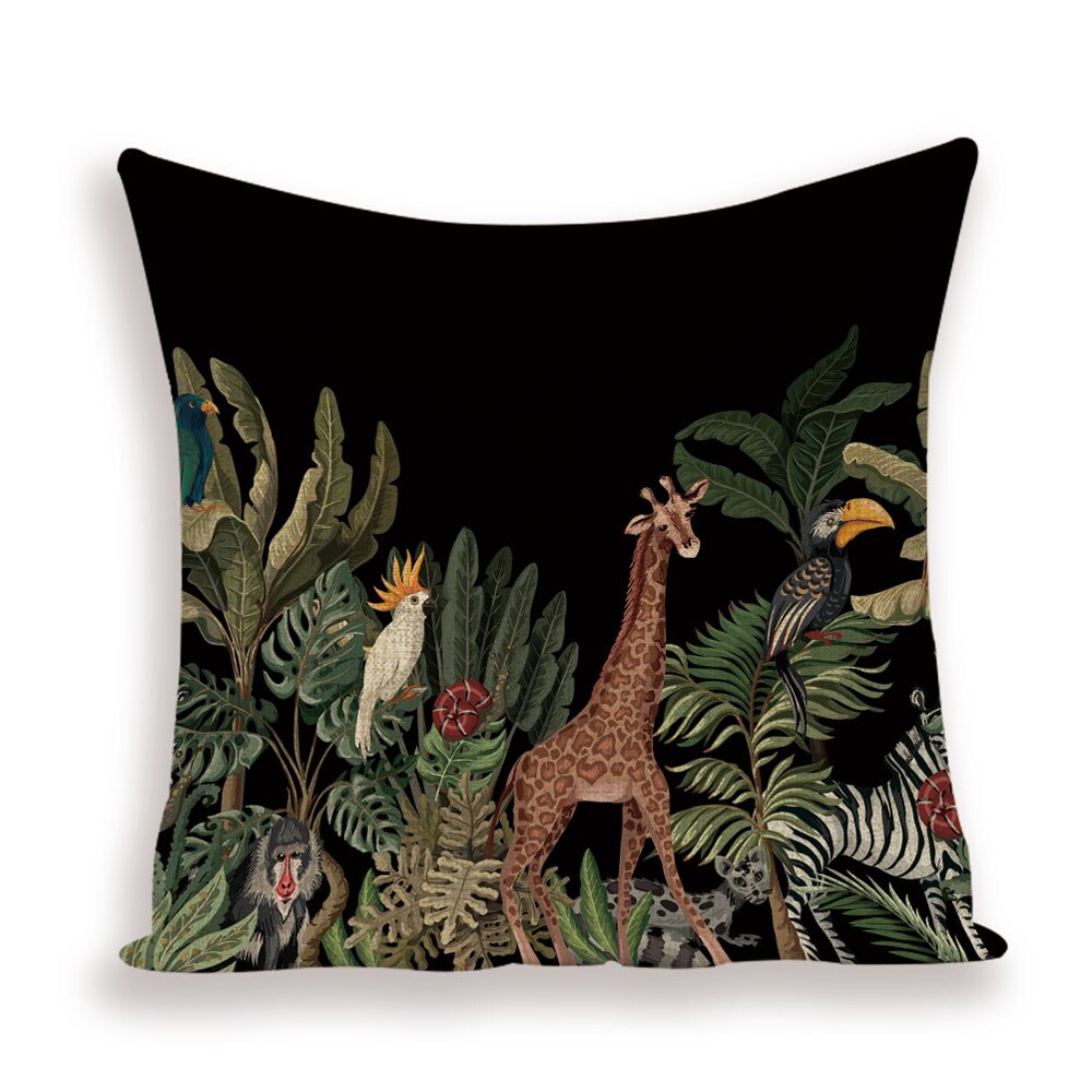 Coussin Jungle noir Déco-exotique.fr