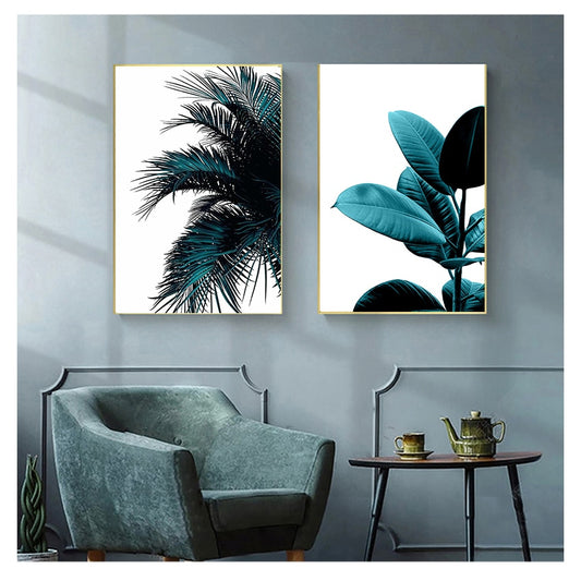 Affiche Feuille Palmier bleu Déco-exotique.fr