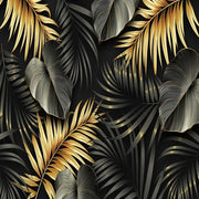 Papier peint Tropical noir doré Déco-exotique.fr