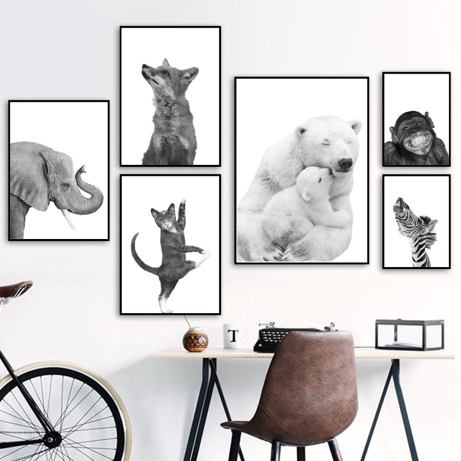 Affiche Animaux Noir et Blanc Enfant Déco-exotique.fr