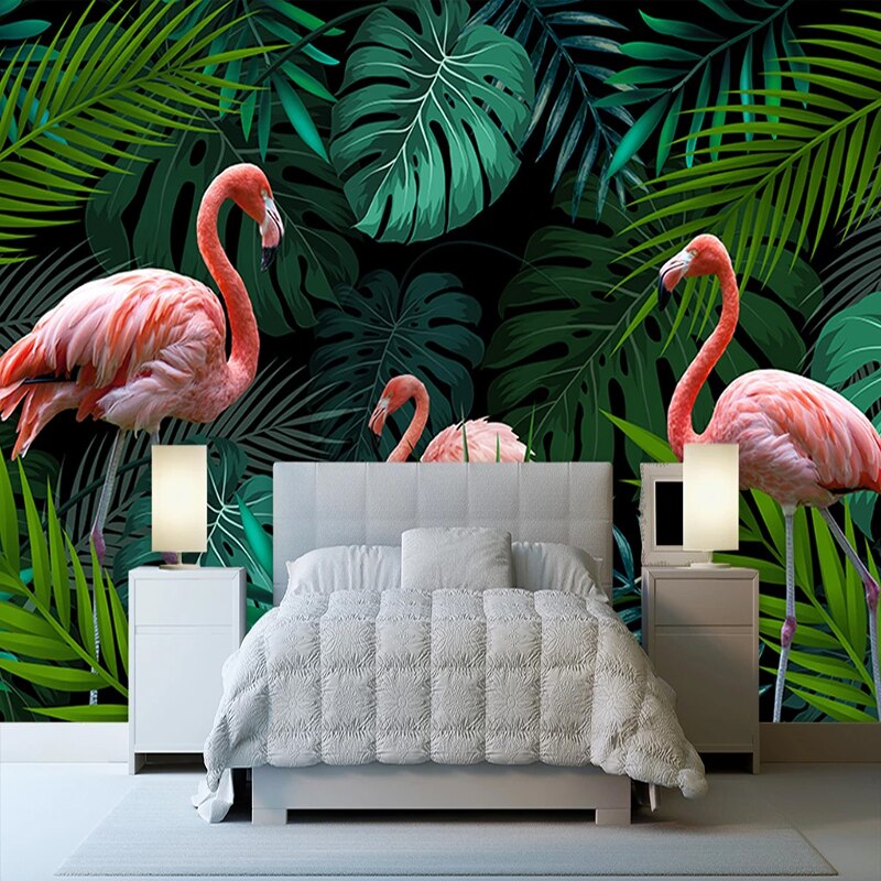 Papier peint Jungle Flamant rose Déco-exotique.fr