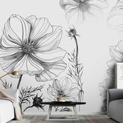 Papier peint Noir et Blanc Fleur Déco-exotique.fr