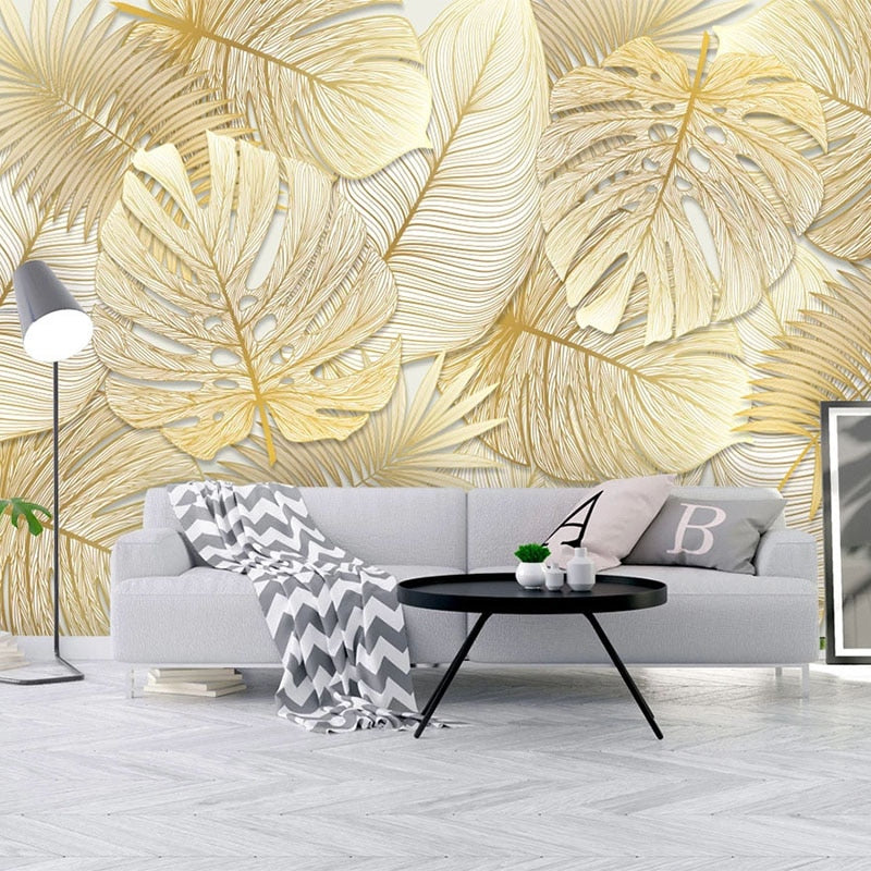 Papier peint Feuille de Monstera doré Déco-exotique.fr