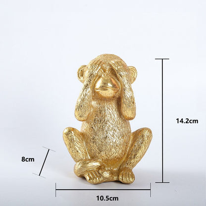 3 Singes déco Or Déco-exotique.fr