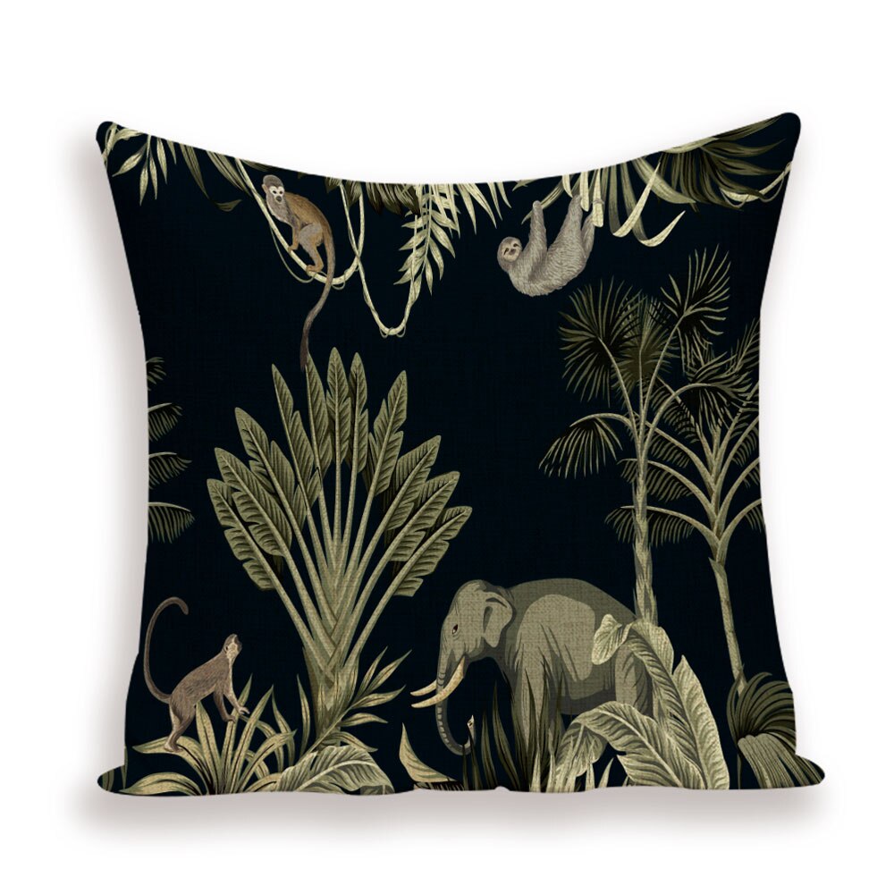 Coussin Jungle noir Déco-exotique.fr