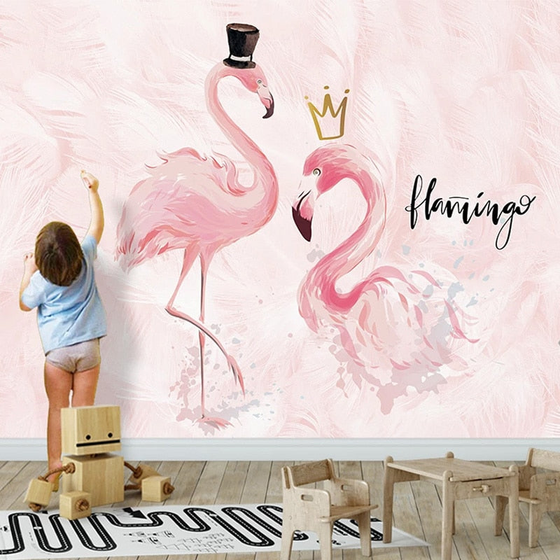 Papier peint Flamant Rose Romantique Déco-exotique.fr